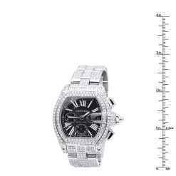 Cartier Roadster Diamond Watch For Men 17.99ct Fully Iced Out -Watch Store custom cartier roadster diamond watch for men 1799ct fully iced out ruler