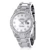 Diamond Bezel & Band Rolex Datejust Men's Watch 7ct White MOP