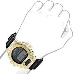 Casio G-Shock Diamond Watch 5.25ct Yellow DW-6900 -Watch Store custom g shock diamond watch 525ct yellow dw 6900 p 38748bod