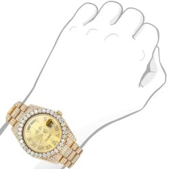Iced Out 18K Gold Rolex Oyster Perpetual Men's Diamond Watch 20ct -Watch Store custom iced out 18k gold rolex oyster perpetual mens diamond watch 20ct bod
