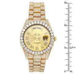 Iced Out 18K Gold Rolex Oyster Perpetual Men's Diamond Watch 20ct -Watch Store custom iced out 18k gold rolex oyster perpetual mens diamond watch 20ct ruler