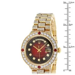 Men's 18K Gold Rolex Day-Date President Diamond And Ruby Watch 15ct 7 Men's 18K Gold Rolex Day-Date President Diamond And Ruby Watch 15ct -Watch Store custom mens 18k gold rolex day date president diamond and ruby watch 15ct ruler
