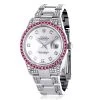 Red Ruby Bezel White Diamond Rolex Datejust Men's Watch 7ct