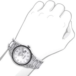 White Black Diamond Rolex Datejust Men's Watch 7ct -Watch Store custom white black diamond rolex datejust mens watch 7ct bod