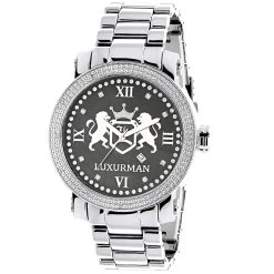 Designer Large Luxurman Phantom Real Diamond Watch For Men 0.12ct