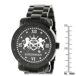Large Designer Luxurman Phantom Black Diamond Watch For Men 0.12ct -Watch Store designer large watches luxurman phatom black diamond watch for men 012ct ruler
