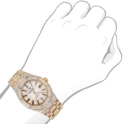 Diamond Audemars Piguet Royal Oak 41mm Full Pave Dial Bracelet 18K Gold Watch -Watch Store diamond audemars piguet royal oak 41mm full pave dial bracelet rose gold watch bod
