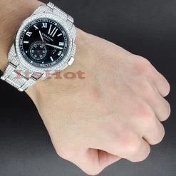 Diamond Cartier De Calibre Men's Watch 27ct Customized -Watch Store diamond cartier de calibre mens watch 2700ct customized p 49104bod