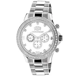 Diamond Luxurman Liberty 2ct Diamond Bezel Watch White MOP Dial