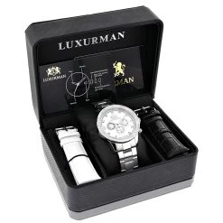 Diamond Luxurman Liberty 2ct Diamond Bezel Watch White MOP Dial -Watch Store diamond watches for men luxurman liberty diamond bezel watch white mop 2ct 4
