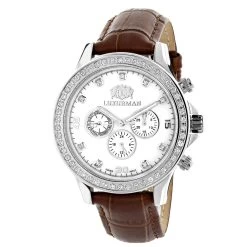 Diamond Luxurman Liberty 2ct Diamond Bezel White MOP Dial Watch