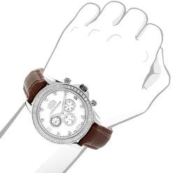 Diamond Luxurman Liberty 2ct Diamond Bezel White MOP Dial Watch -Watch Store diamond watches for men luxurman liberty diamond watch white mop 2ct 3