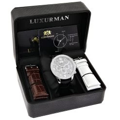Luxurman Men's Diamond Watch 0.18ct -Watch Store diamond watches luxurman mens diamond watch 018ct p 35207box