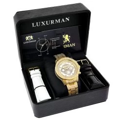 Fully Iced Out Men's Diamond Watch 3ct Yellow Gold Plt Luxurman Swiss Movmnt -Watch Store fully iced out mens diamond watch 3ct yellow gold plt luxurman 4