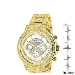 Fully Iced Out Men's Diamond Watch 3ct Yellow Gold Plt Luxurman Swiss Movmnt -Watch Store fully iced out mens diamond watch 3ct yellow gold plt luxurman ruler