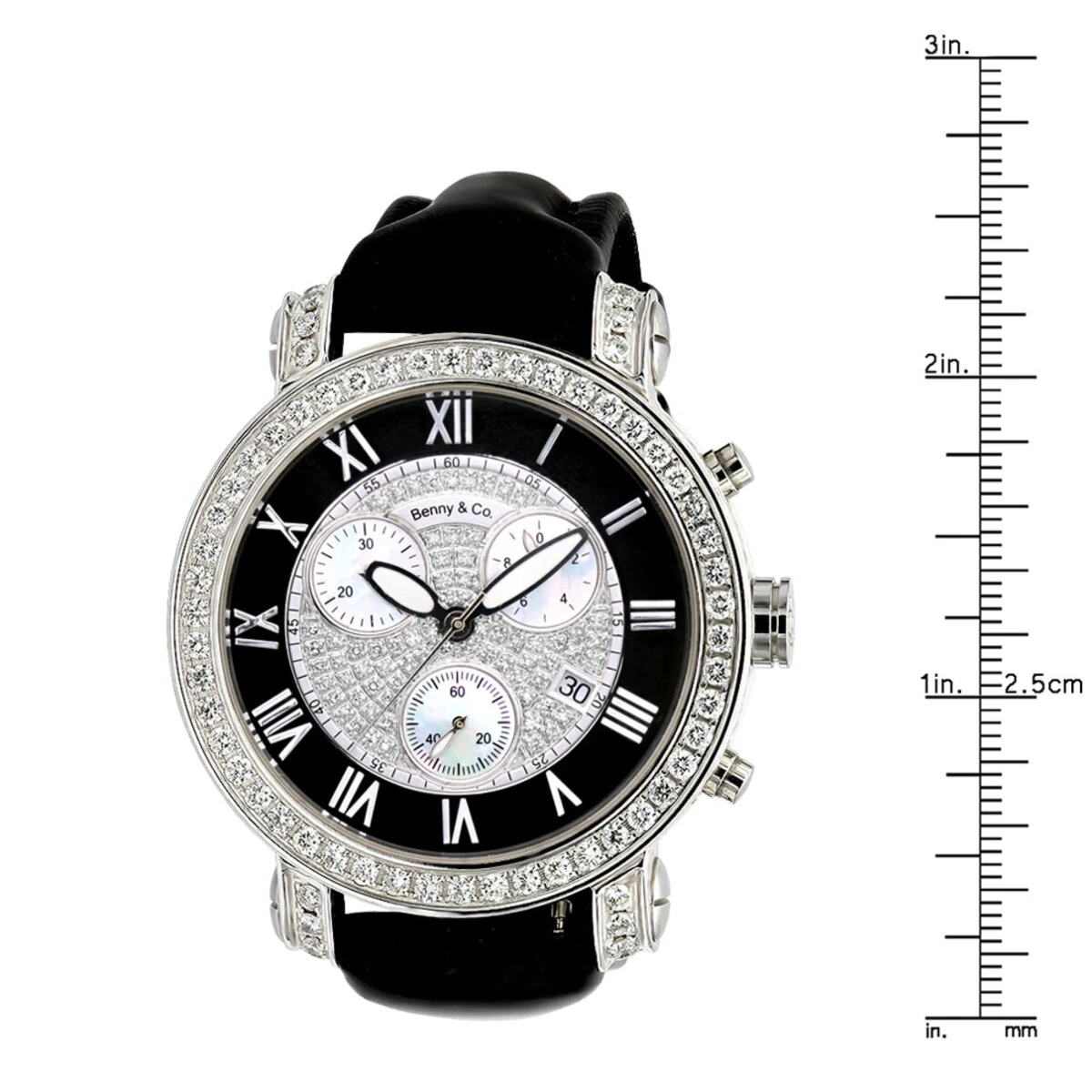 6.5 Carats G VS Diamonds Swiss Made Men's Diamond Watch Benny And Co 44mm Case Black Dial 4 6.5 Carats G VS Diamonds Swiss Made Men's Diamond Watch Benny And Co 44mm Case Black Dial - Image 4