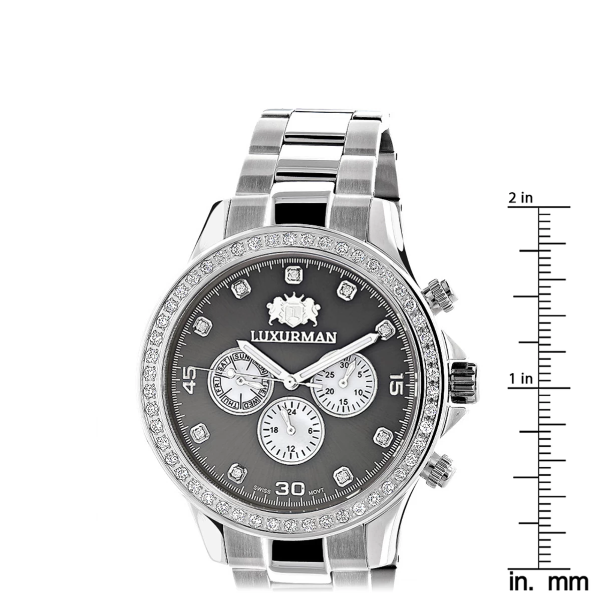 Genuine Diamond For Men: 2ct Luxurman Liberty Watch Swiss Quartz 5 Genuine Diamond For Men: 2ct Luxurman Liberty Watch Swiss Quartz - Image 5