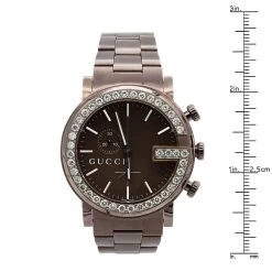 Genuine Diamond Bezel Watch For Men Gucci Chrono 101M Brown YA101341 2ct -Watch Store genuine mens gucci chrono diamond watch 2ct p 42552 ruler