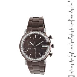 Genuine Men's Gucci Chrono Diamond Watch 101M Brown YA101341 5.5 Carats -Watch Store genuine mens gucci chrono diamond watch 55ct p 42325 ruler