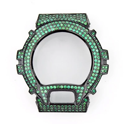 Casio Green G-Shock Bezel With Crystals In Black Steel 1 Casio Green G-Shock Bezel With Crystals In Black Steel