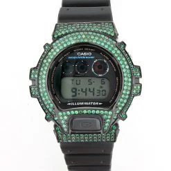 Casio Green G-Shock Bezel With Crystals In Black Steel 5 Casio Green G-Shock Bezel With Crystals In Black Steel -Watch Store green g shock bezel with crystals in black steel 3