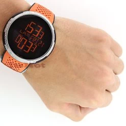 Men's I-Gucci Sport Black Dial 2.8ct Diamond Watch Orange Rubber YA114104 -Watch Store gucci sport edition mens diamond watch 280ct custom 3