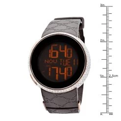 Men's Gucci I-Gucci Luxury 3.10ct Diamond Watch With Digital Steel Case & Brown Rubber YA114209 -Watch Store gucci watches mens diamond watch 310ct p 35278 ruler