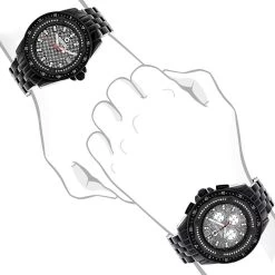 His And Hers Black Centorum Chronograph 1.05ct Diamond Watch Set -Watch Store his and hers watches centorum chronograph diamond watch set 105ct black 1 bod