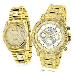 His And Hers Classic Luxurman Diamond Watch Set 2.75ct