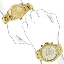 His And Hers Luxurman Diamond Watch Set Yellow Gold Plated 4.25ct -Watch Store his and hers watches luxurman diamond watch set yellow gold plated 425ct 3