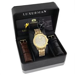 His And Hers Luxurman Diamond Watch Set Yellow Gold Plated 4.25ct -Watch Store his and hers watches luxurman diamond watch set yellow gold plated 425ct 4
