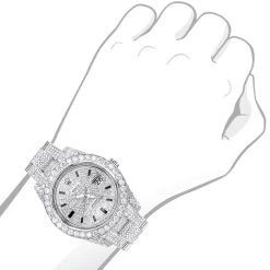 Luxurious Diamond 41mm Rolex Datejust Watch With Diamond Bezel 25 Ct -Watch Store iced out diamond rolex watch for men datejust with diamond bezel face 20c bod