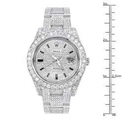 Luxurious Diamond 41mm Rolex Datejust Watch With Diamond Bezel 25 Ct -Watch Store iced out diamond rolex watch for men datejust with diamond bezel face 20c ruler