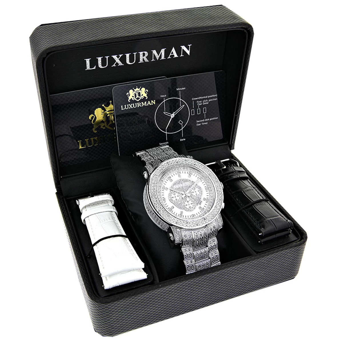 Iced Out Luxurman Diamond Watch With Chronograph 2ct Escalade 3 Iced Out Luxurman Diamond Watch With Chronograph 2ct Escalade - Image 3