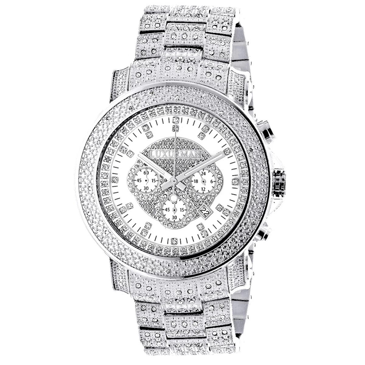 Iced Out Luxurman Diamond Watch With Chronograph 2ct Escalade 1 Iced Out Luxurman Diamond Watch With Chronograph 2ct Escalade