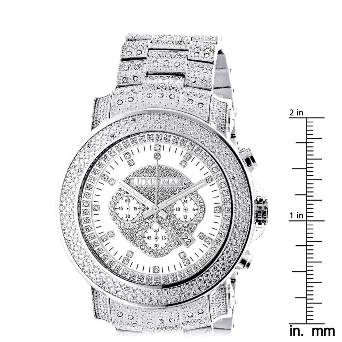 Iced Out Luxurman Diamond Watch With Chronograph 2ct Escalade 5 Iced Out Luxurman Diamond Watch With Chronograph 2ct Escalade - Image 5