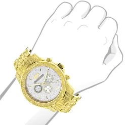 Iced Out Luxurman Men's Diamond Watch 1.25ct Yellow Gold Tone -Watch Store iced out luxurman mens diamond watch 1 25ct yellow gold tone 1