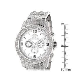 Iced Out Luxurman Men's Diamond Watch 1.25ct White MOP -Watch Store iced out luxurman mens diamond watch 125ct white mop ruler