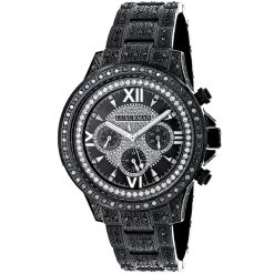 Iced Out Men's Black Diamond Luxurman Watch 3ct