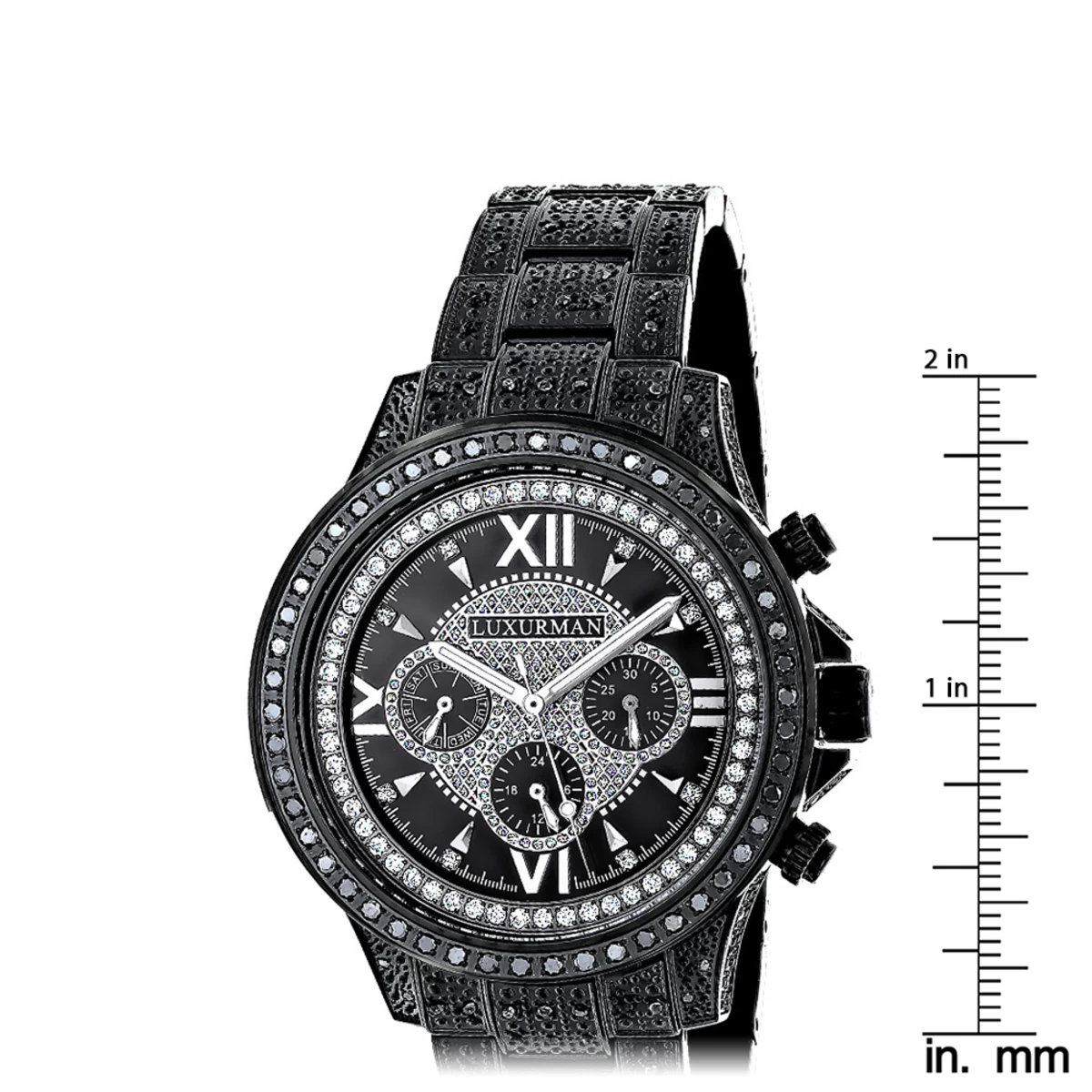 Iced Out Men's Black Diamond Luxurman Watch 3ct 5 Iced Out Men's Black Diamond Luxurman Watch 3ct - Image 5
