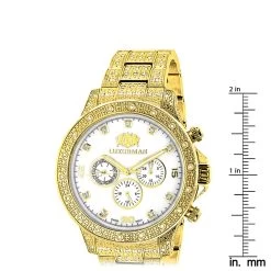 Iced Out Men's Luxurman Watch With Diamond Band 1.25ct Yellow Gold -Watch Store iced out mens luxurman watch with diamond band 125ct yellow gold 4 ruler