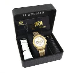 Iced Out Men's Luxurman Watch With Diamond Band 1.25ct Yellow Gold -Watch Store iced out mens luxurman watch with diamond band 125ct yellow gold 4 1
