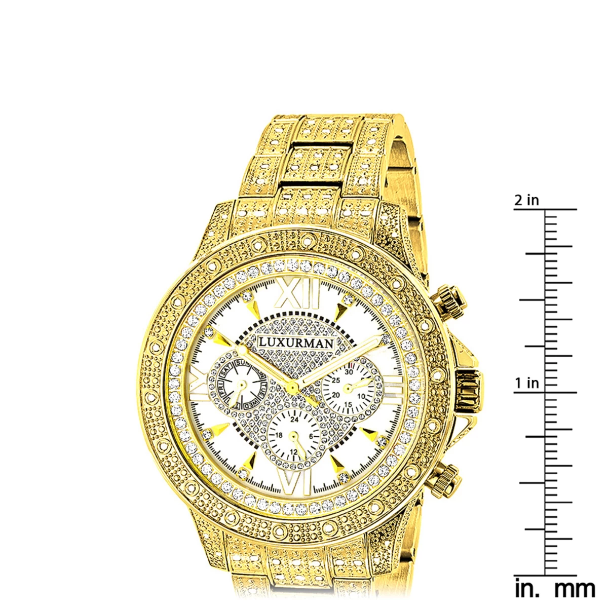 Iced Out Men's Luxurman Watch With Diamond Band 1.25ct Yellow Gold Plated 5 Iced Out Men's Luxurman Watch With Diamond Band 1.25ct Yellow Gold Plated - Image 5
