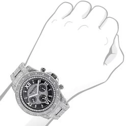 Iced Out Men's Watch With Diamond Band 1.25ct Luxurman Liberty -Watch Store iced out mens watch with diamond band 125ct luxurman liberty bod