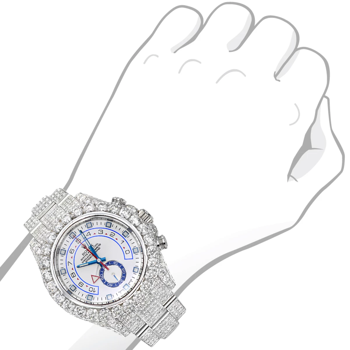 Custom Rolex Oyster Perpetual Men's Diamond Watch With 23ct Diamonds 3 Custom Rolex Oyster Perpetual Men's Diamond Watch With 23ct Diamonds - Image 3