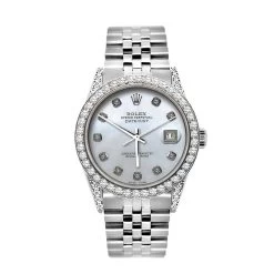 Iced Out Rolex Oyster Perpetual Datejust Diamond Watch For Men 5ct