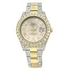 Iced-Out Two-Tone Rolex Oyster Perpetual Datejust Men's Diamond Watch 15ct