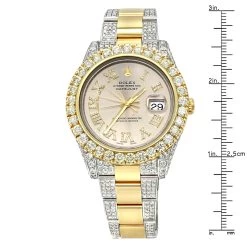 Iced-Out Two-Tone Rolex Oyster Perpetual Datejust Men's Diamond Watch 15ct -Watch Store iced out two tone rolex oyster perpetual datejust mens diamond watch 15ct ruler
