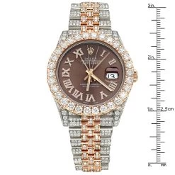 Iced Out Two Tone Rolex Oyster Perpetual Datejust Men's Diamond Watch 21ct -Watch Store iced out two tone rolex oyster perpetual datejust mens diamond watch 21ct ruler