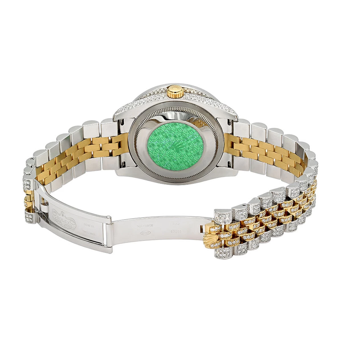 Iced-Out Bust-Down Rolex Oyster Perpetual Men's Diamond Watch Two Tone 18ct 2 Iced-Out Bust-Down Rolex Oyster Perpetual Men's Diamond Watch Two Tone 18ct - Image 2